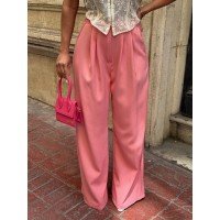 Palazzo Yanlar Düğme Detaylı Salaş Double Kumaş Pantolon Pembe Palazzo Yanlar Düğme Detaylı Salaş Double Kumaş Pantolon Pembe