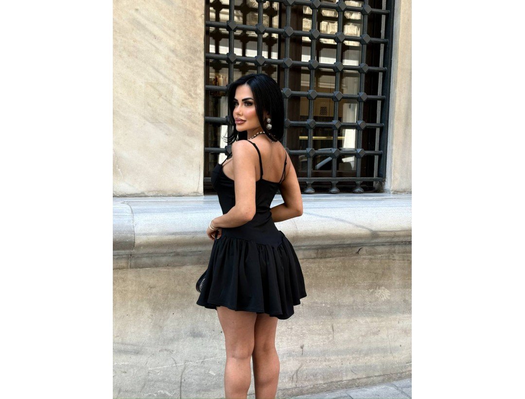 Lycra Fabric Volenli Ayarlanabilir Askılı Elbise Lycra Fabric Volenli Ayarlanabilir Askılı Elbise